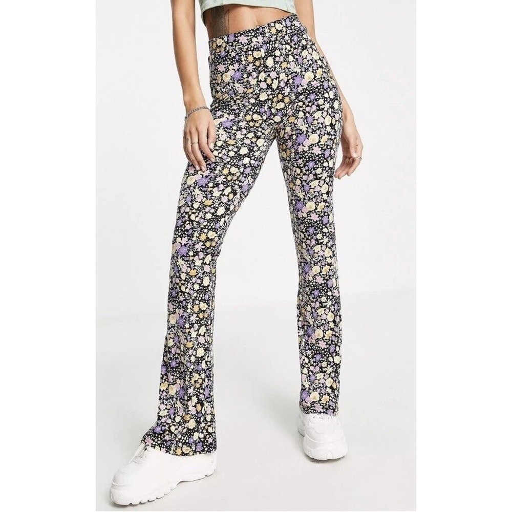 Vila Flare Wide Leg Pants All Over Floral Trouser Spring Easter Sz S​​​